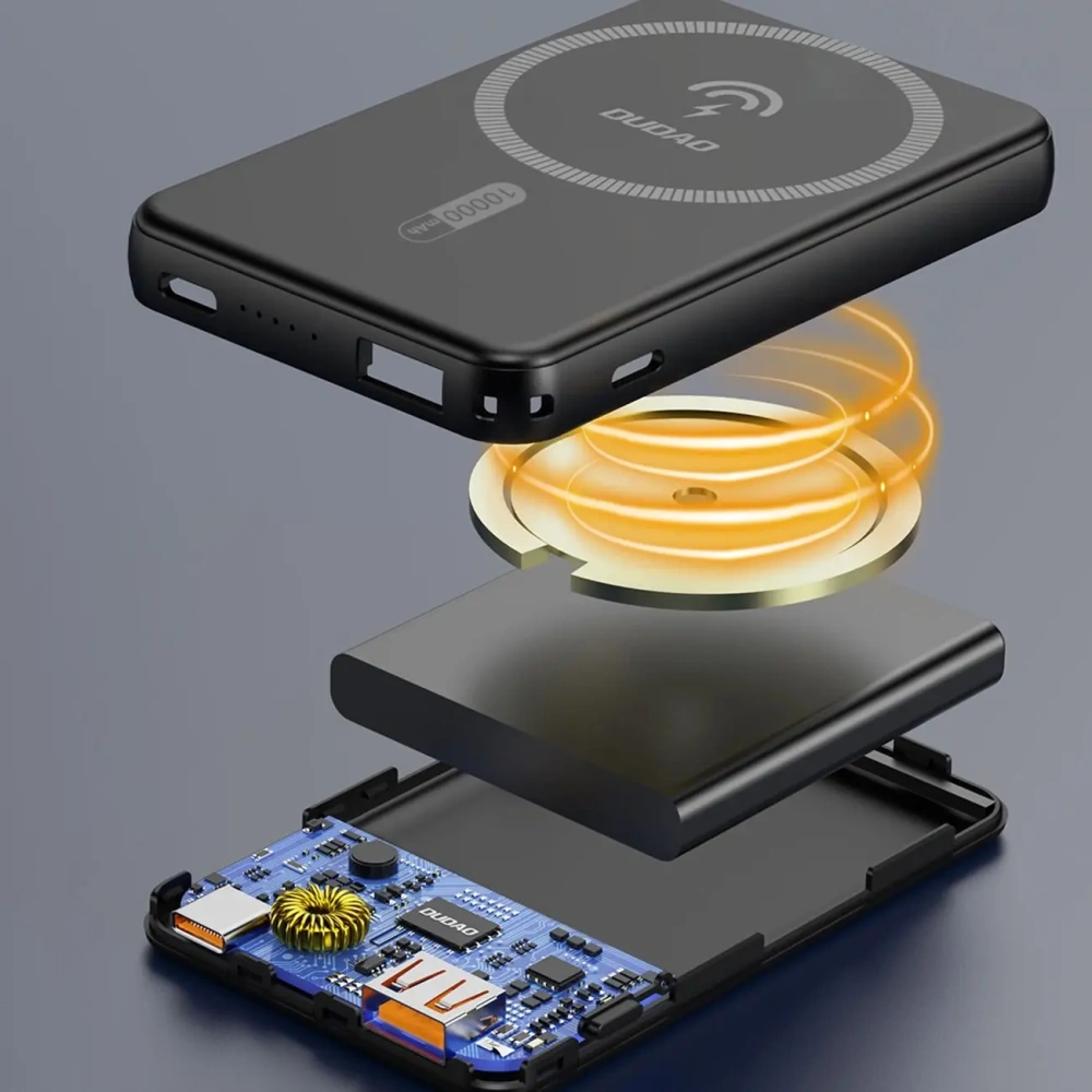 Powerbank bezprzewodowy Dudao K14S+ 10000mAh 20W USB-A / USB-C / MagSafe z podstawką czarny