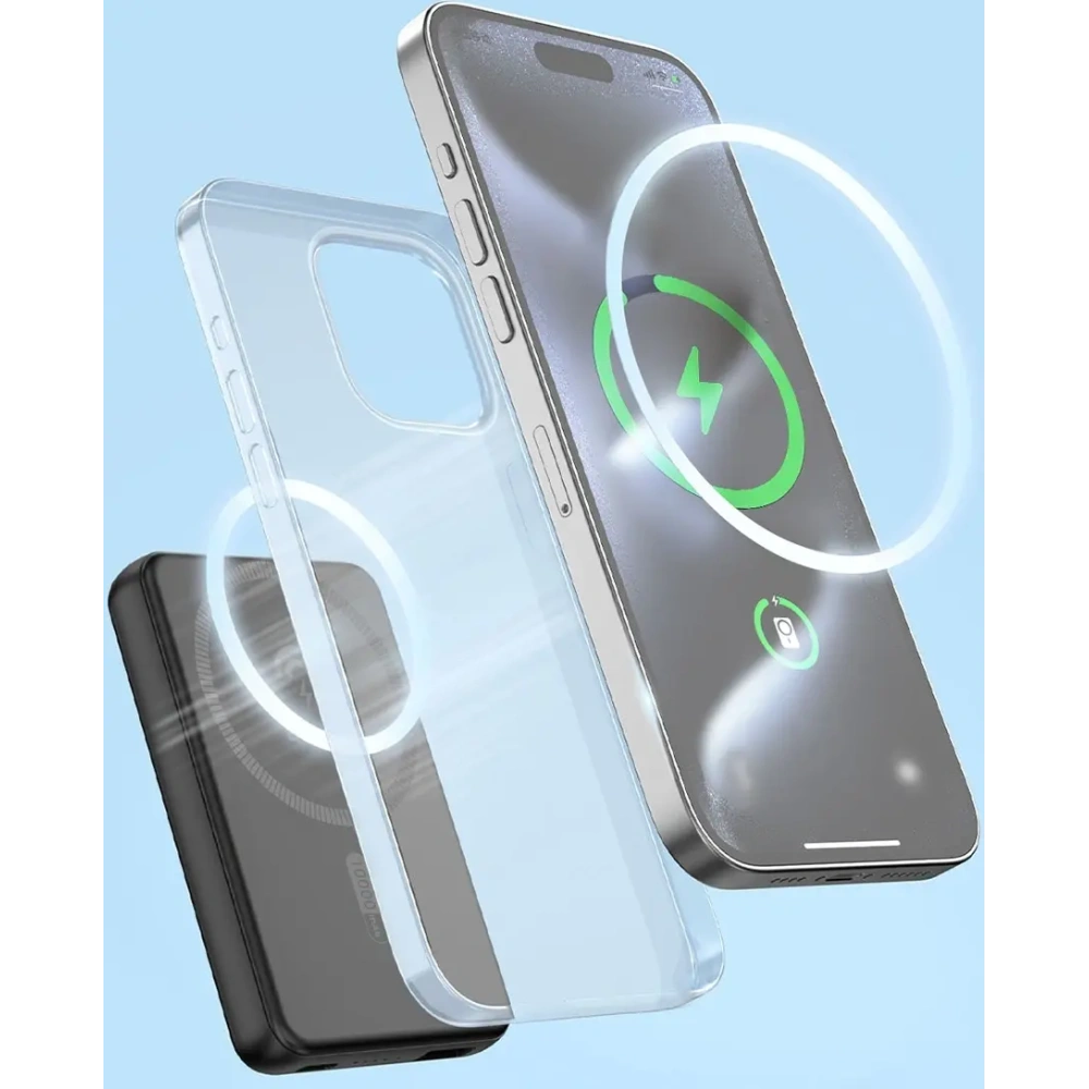 Powerbank bezprzewodowy Dudao K14S+ 10000mAh 20W USB-A / USB-C / MagSafe z podstawką czarny