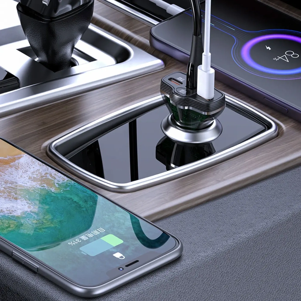 Ładowarka samochodowa Dudao R78 78W USB-C PD, 2xUSB-A QC czarna