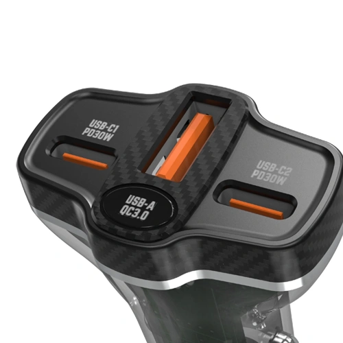 Ładowarka samochodowa Dudao R78 78W USB-C PD, 2xUSB-A QC czarna