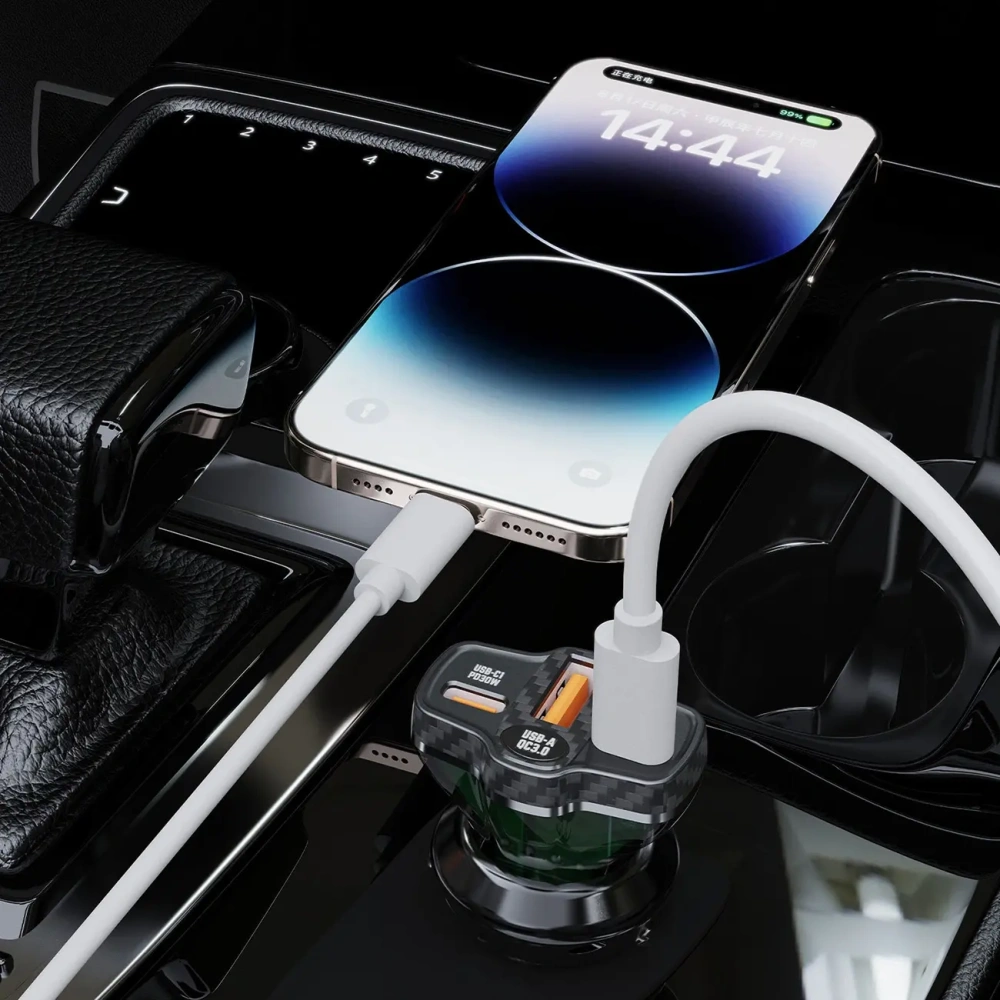 Ładowarka samochodowa Dudao R78 78W USB-C PD, 2xUSB-A QC czarna