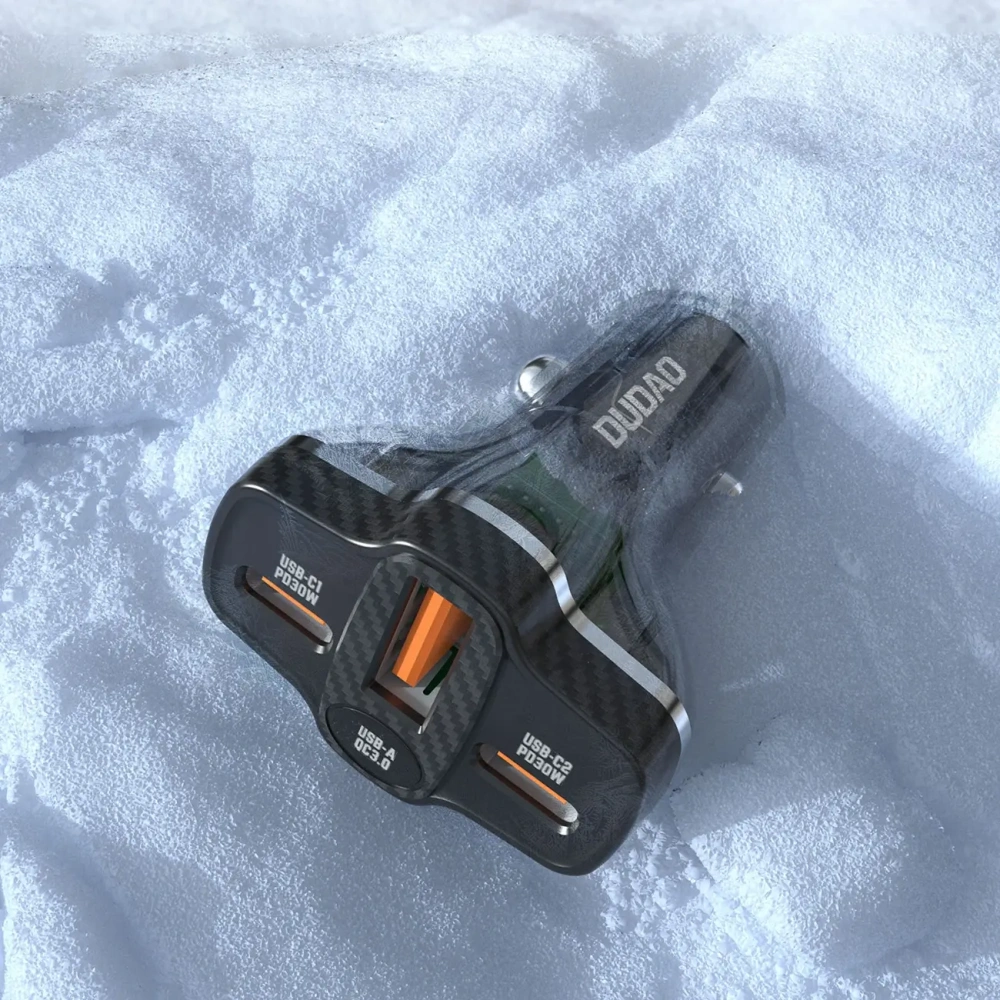 Ładowarka samochodowa Dudao R78 78W USB-C PD, 2xUSB-A QC czarna