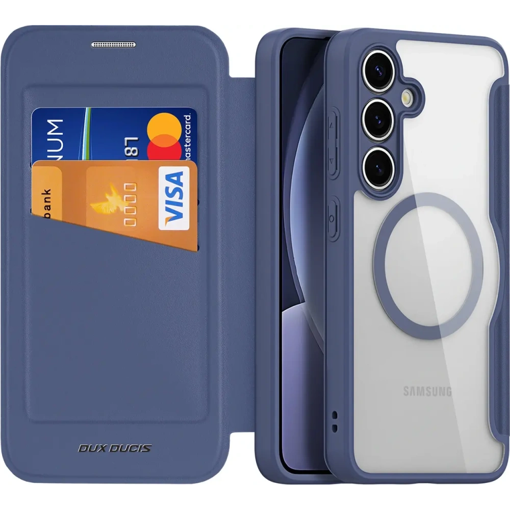 Etui z klapką Dux Ducis Skin X Pro MagSafe do Samsung Galaxy S25+ Plus niebieskie