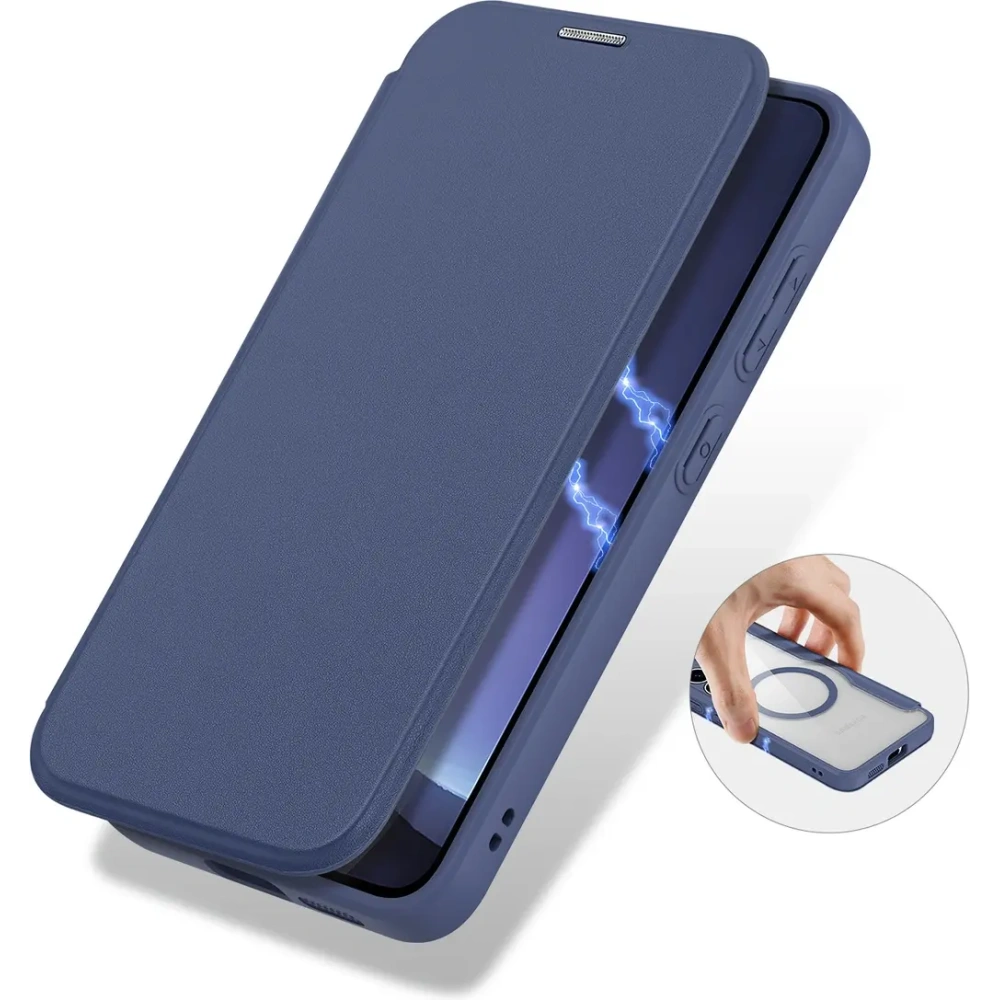 Etui z klapką Dux Ducis Skin X Pro MagSafe do Samsung Galaxy S25+ Plus niebieskie