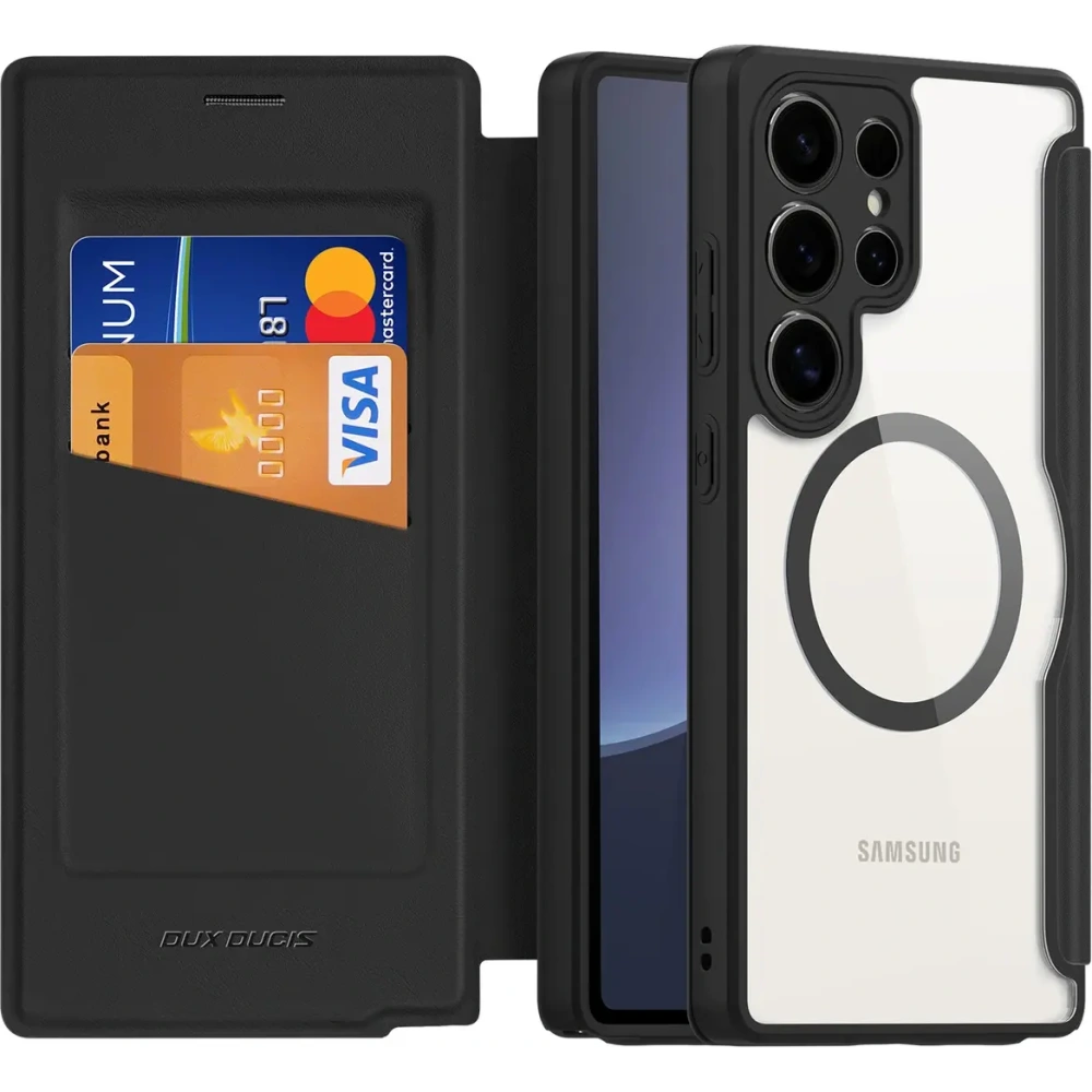 Etui z klapką Dux Ducis Skin X Pro MagSafe do Samsung Galaxy S25 Ultra czarne