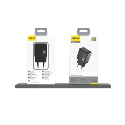 Ładowarka sieciowa Dudao A26 PD20W GaN USB-C czarna