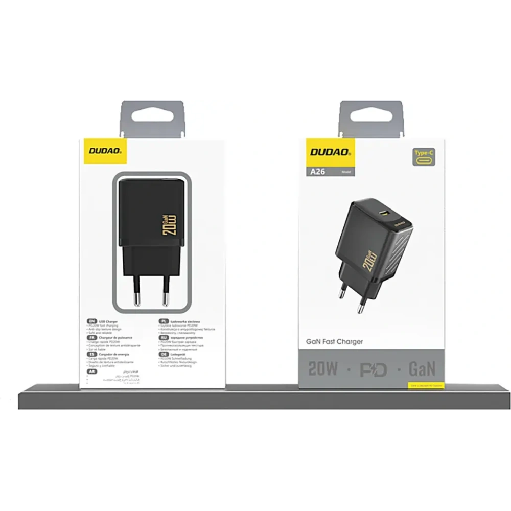 Ładowarka sieciowa Dudao A26 PD20W GaN USB-C czarna