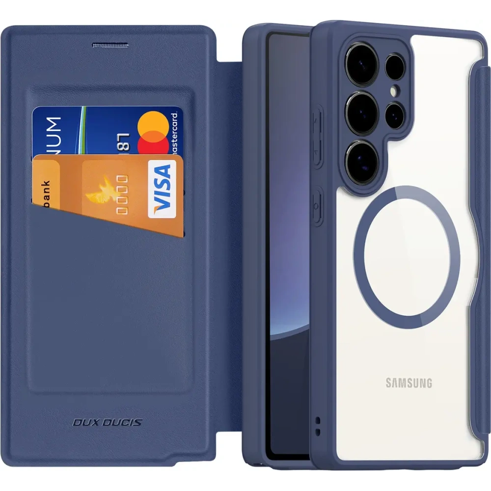 Etui z klapką Dux Ducis Skin X Pro MagSafe do Samsung Galaxy S25 Ultra niebieskie