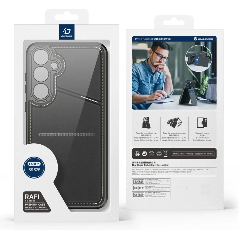 Etui Dux Ducis Rafi II na Samsung Galaxy S25 z podstawką czarne