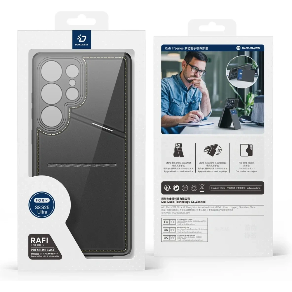 Etui Dux Ducis Rafi II do Samsung Galaxy S25 Ultra z podstawką czarne