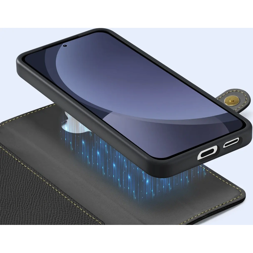 Etui z klapką Dux Ducis Lawa do Samsung Galaxy S25 z odłączanym portfelem magnetycznym czarne