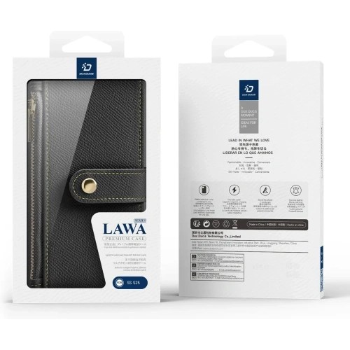 Etui z klapką Dux Ducis Lawa do Samsung Galaxy S25 z odłączanym portfelem magnetycznym czarne