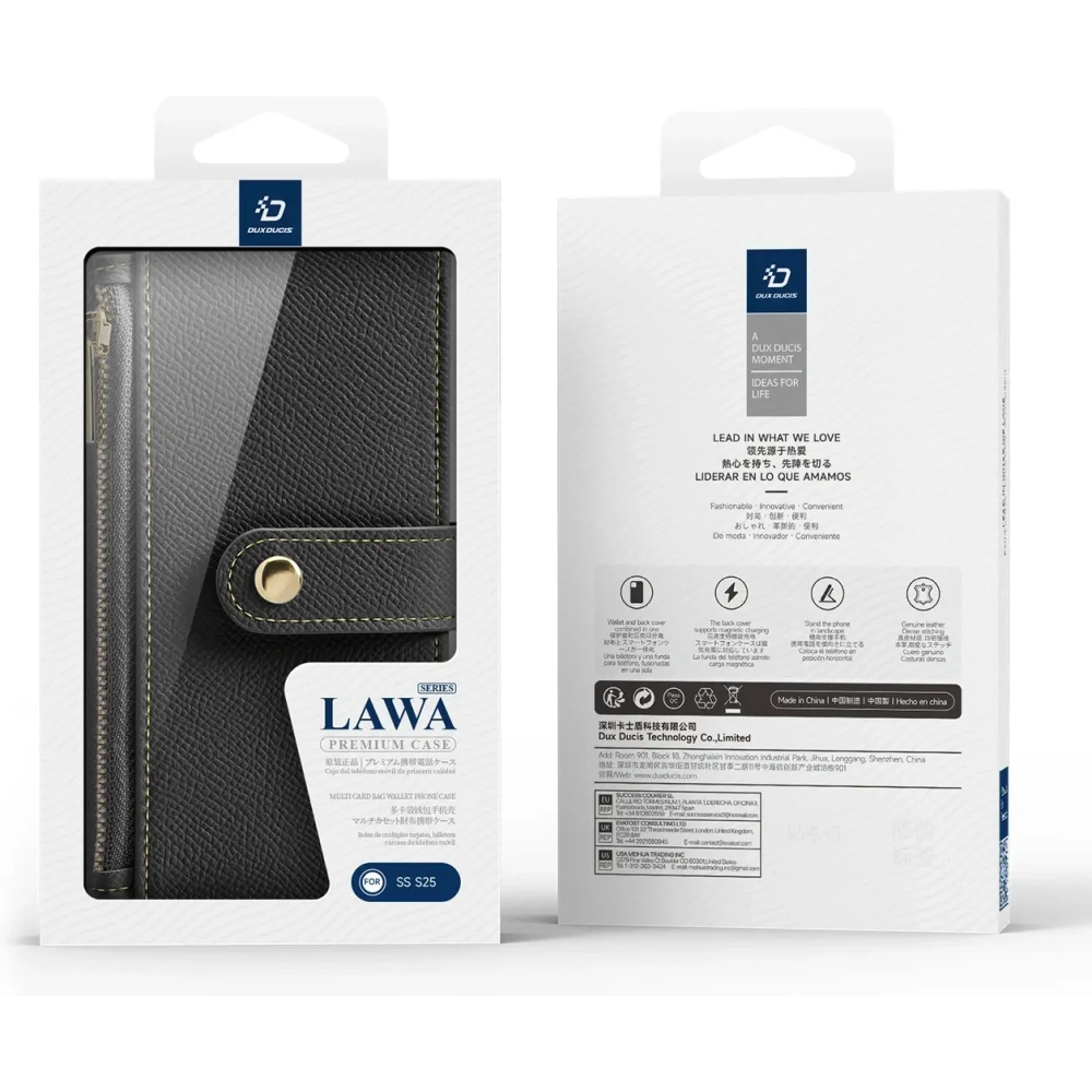 Etui z klapką Dux Ducis Lawa do Samsung Galaxy S25 z odłączanym portfelem magnetycznym czarne