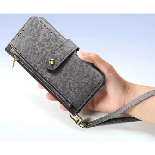 Etui z klapką Dux Ducis Lawa do Samsung Galaxy S25 z odłączanym portfelem magnetycznym szare