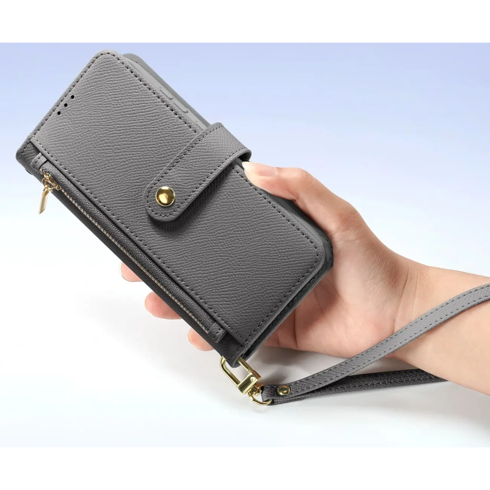 Etui z klapką Dux Ducis Lawa do Samsung Galaxy S25 z odłączanym portfelem magnetycznym szare