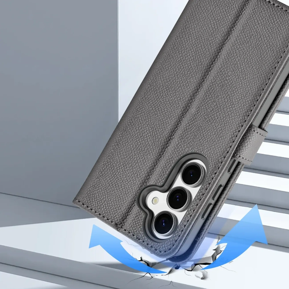 Etui z klapką Dux Ducis Lawa do Samsung Galaxy S25 z odłączanym portfelem magnetycznym szare