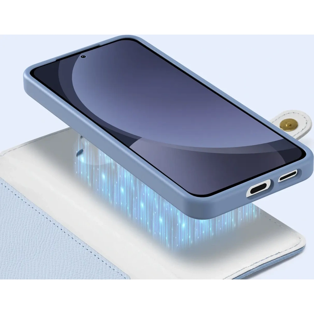 Etui z klapką Dux Ducis Lawa do Samsung Galaxy S25 z odłączanym portfelem magnetycznym niebieskie
