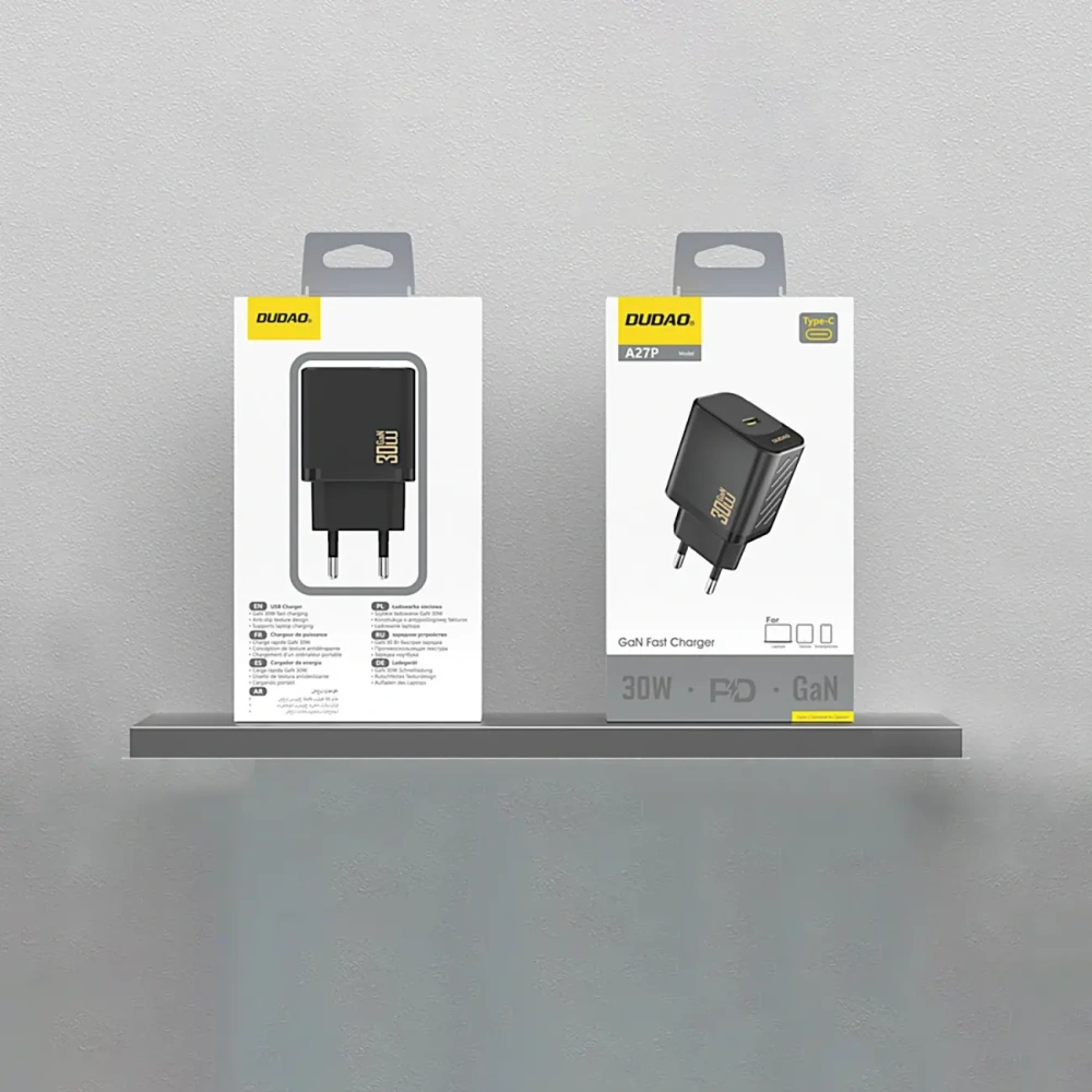 Ładowarka sieciowa Dudao A27P 30W PD GaN USB-C czarna