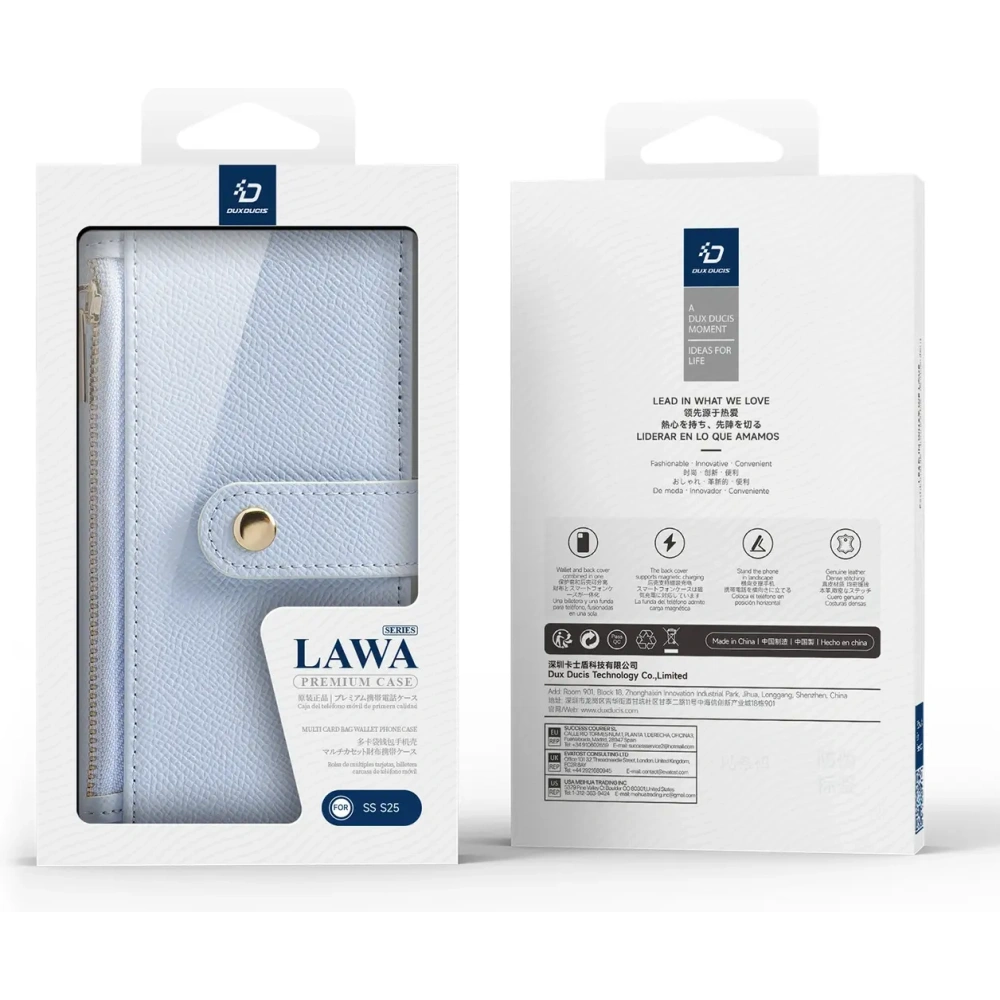 Etui z klapką Dux Ducis Lawa do Samsung Galaxy S25 z odłączanym portfelem magnetycznym niebieskie