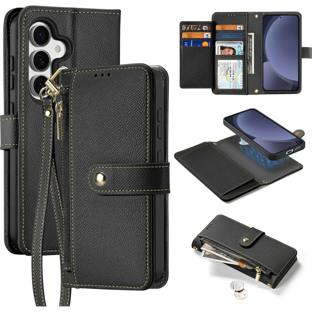 Etui z klapką Dux Ducis Lawa do Samsung Galaxy S25+ Plus z odłączanym portfelem magnetycznym czarne