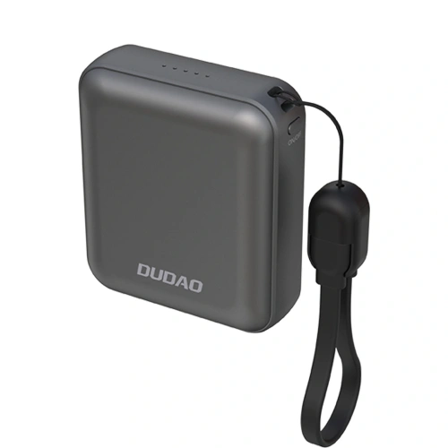 Powerbank ultrakompaktowy Dudao K22+ 10000mAh 22.5W USB-C z zawieszką / kablem USB-C szary