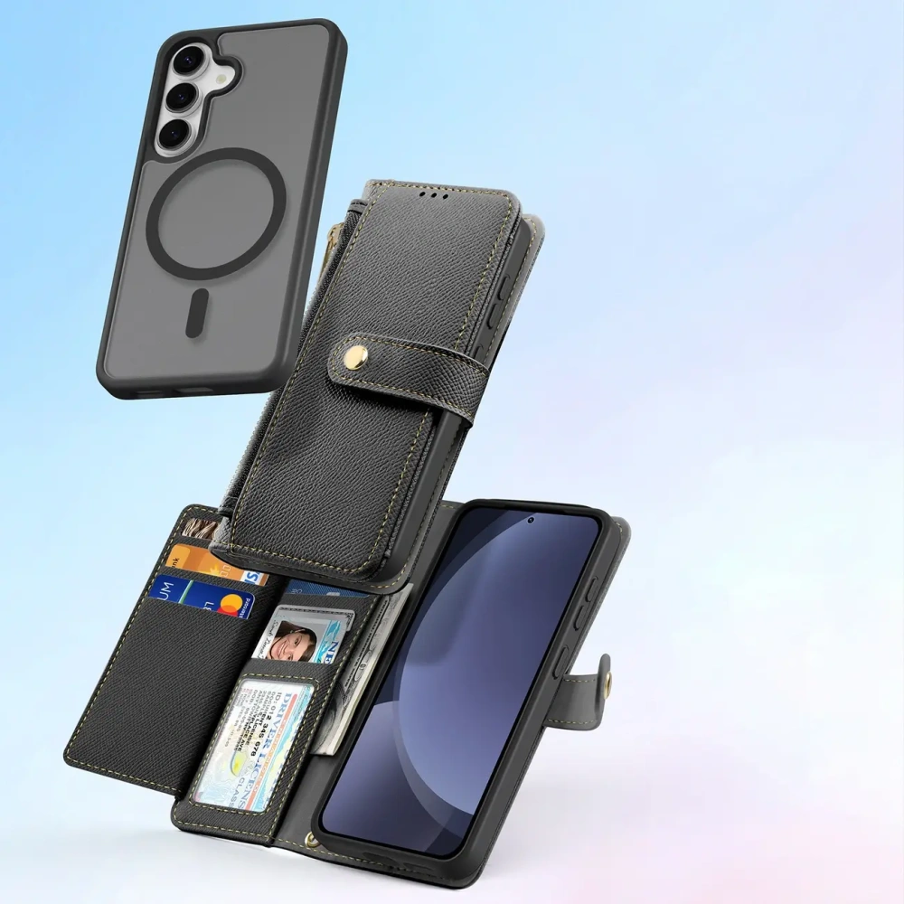 Etui z klapką Dux Ducis Lawa do Samsung Galaxy S25+ Plus z odłączanym portfelem magnetycznym czarne