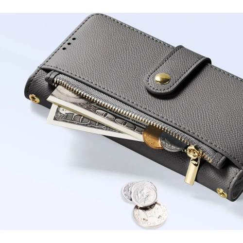 Etui z klapką Dux Ducis Lawa do Samsung Galaxy S25+ Plus z odłączanym portfelem magnetycznym szare