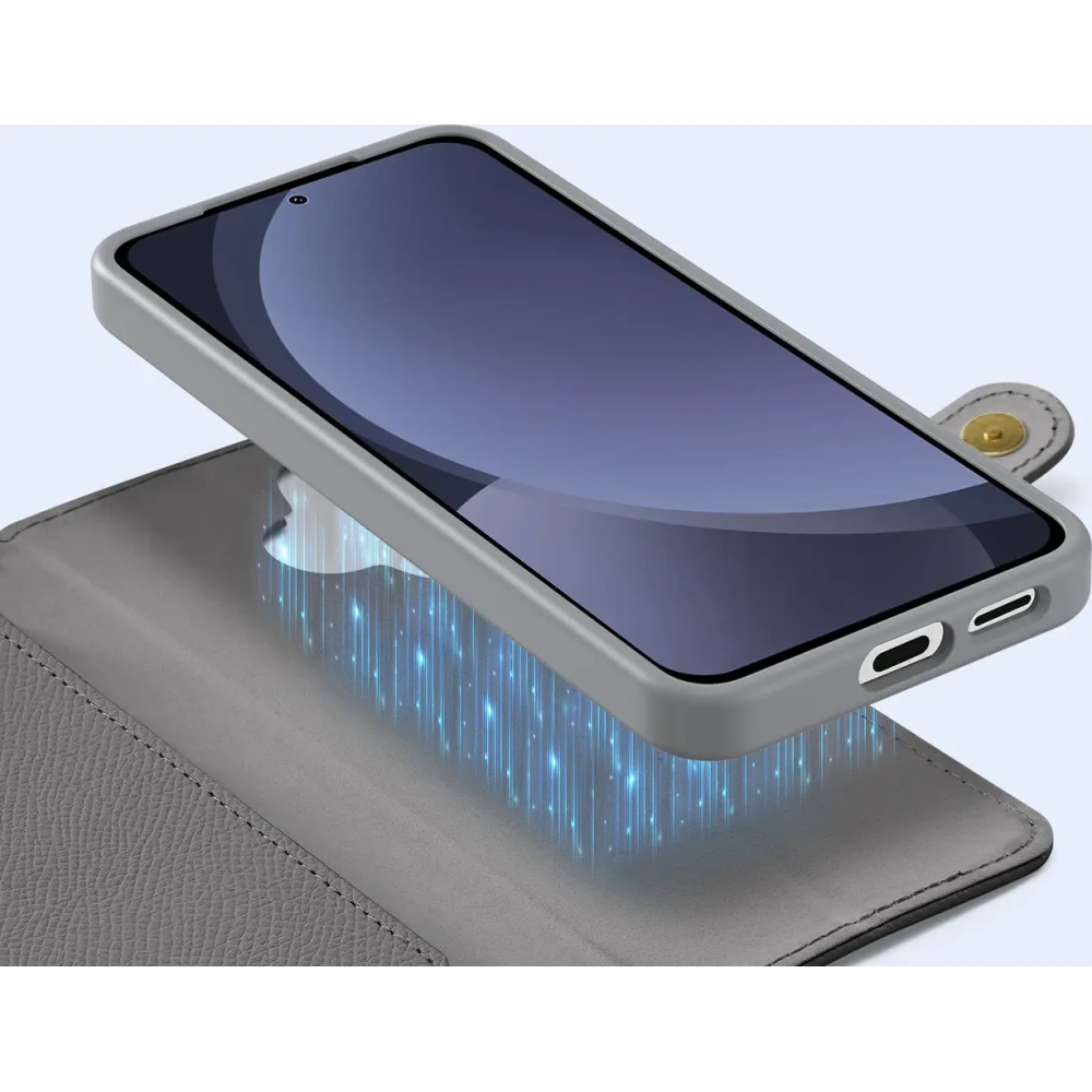 Etui z klapką Dux Ducis Lawa do Samsung Galaxy S25+ Plus z odłączanym portfelem magnetycznym szare