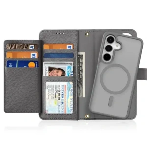 Etui z klapką Dux Ducis Lawa do Samsung Galaxy S25+ Plus z odłączanym portfelem magnetycznym szare