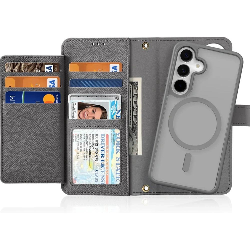 Etui z klapką Dux Ducis Lawa do Samsung Galaxy S25+ Plus z odłączanym portfelem magnetycznym szare