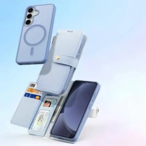Etui z klapką Dux Ducis Lawa do Samsung Galaxy S25+ Plus z odłączanym portfelem magnetycznym niebieskie