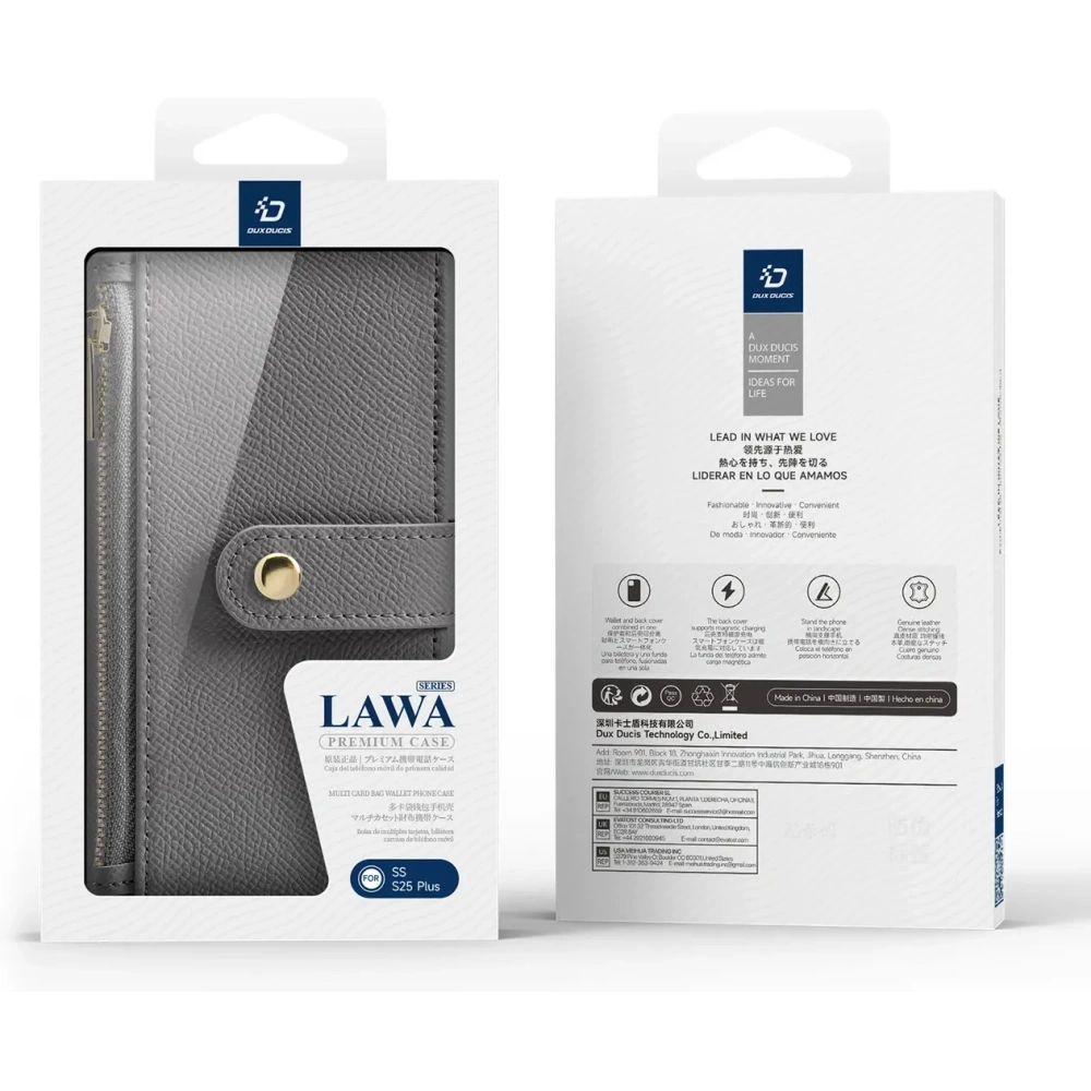 Etui z klapką Dux Ducis Lawa do Samsung Galaxy S25+ Plus z odłączanym portfelem magnetycznym szare