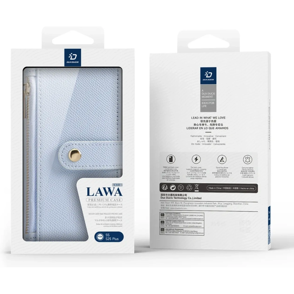 Etui z klapką Dux Ducis Lawa do Samsung Galaxy S25+ Plus z odłączanym portfelem magnetycznym niebieskie