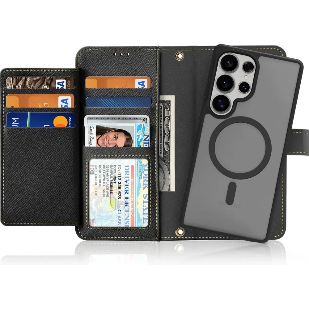 Etui z klapką Dux Ducis Lawa do Samsung Galaxy S25 Ultra z odłączanym portfelem magnetycznym czarne