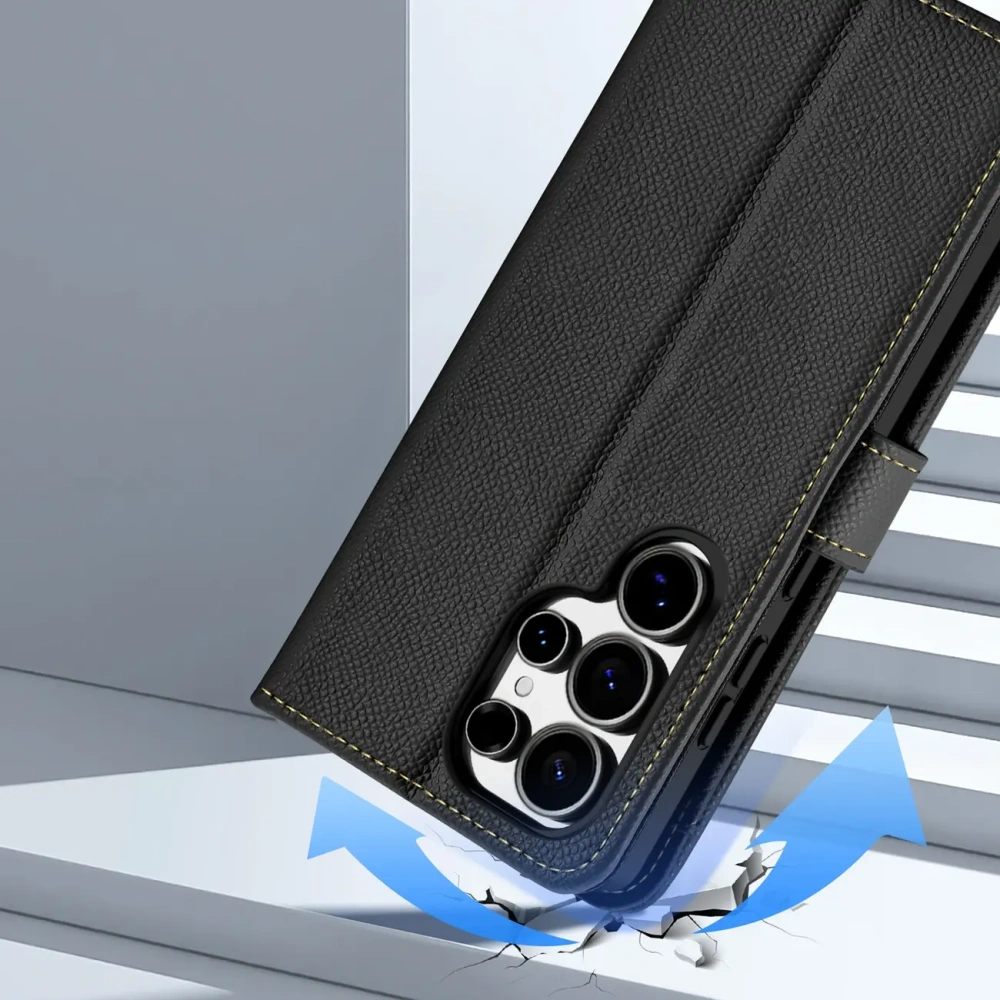 Etui z klapką Dux Ducis Lawa do Samsung Galaxy S25 Ultra z odłączanym portfelem magnetycznym czarne