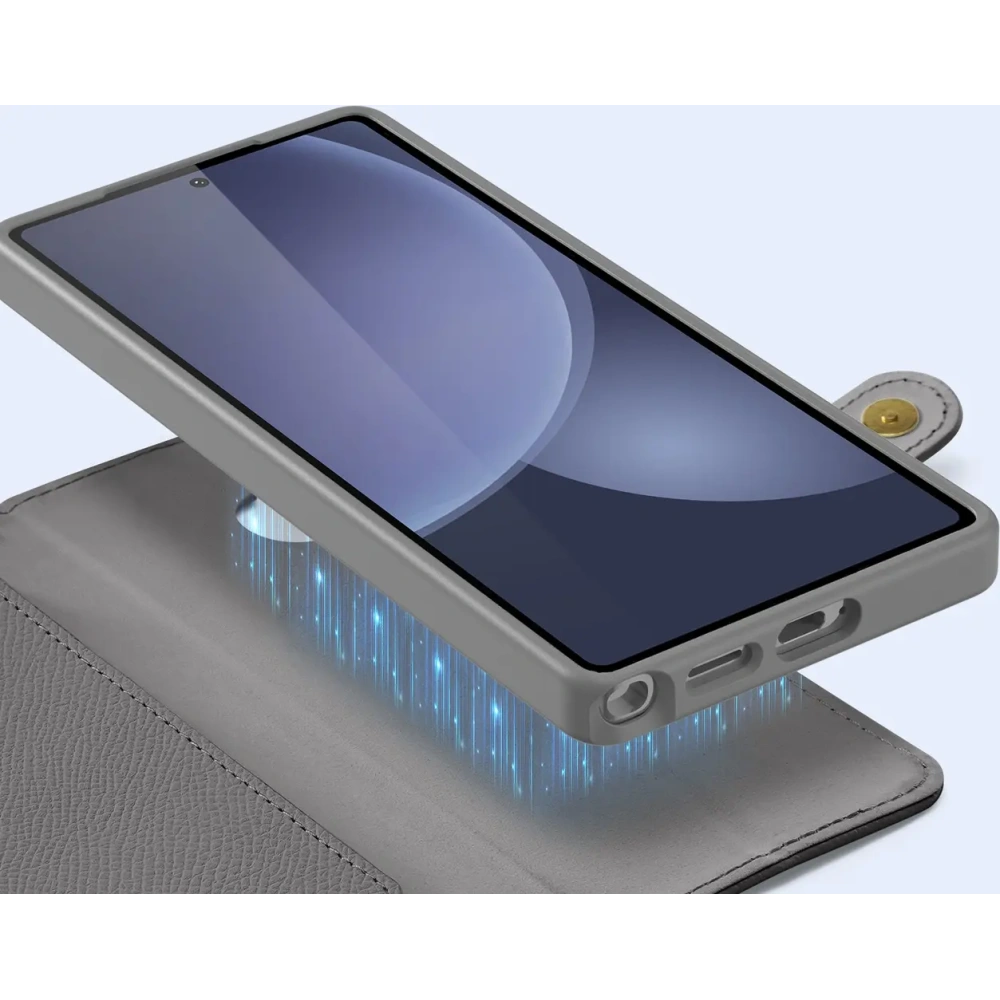 Etui z klapką Dux Ducis Lawa do Samsung Galaxy S25 Ultra z odłączanym portfelem magnetycznym szare