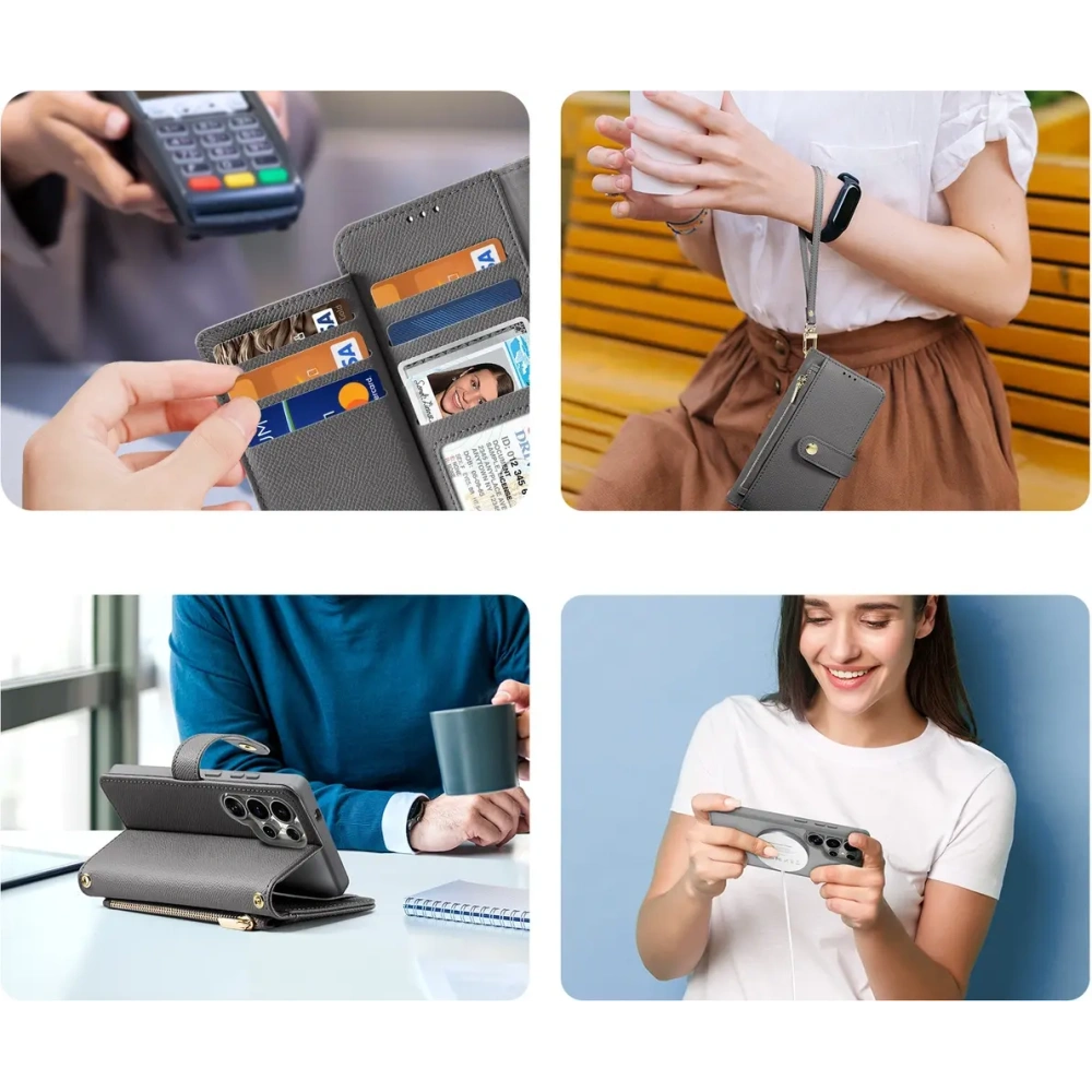 Etui z klapką Dux Ducis Lawa do Samsung Galaxy S25 Ultra z odłączanym portfelem magnetycznym szare