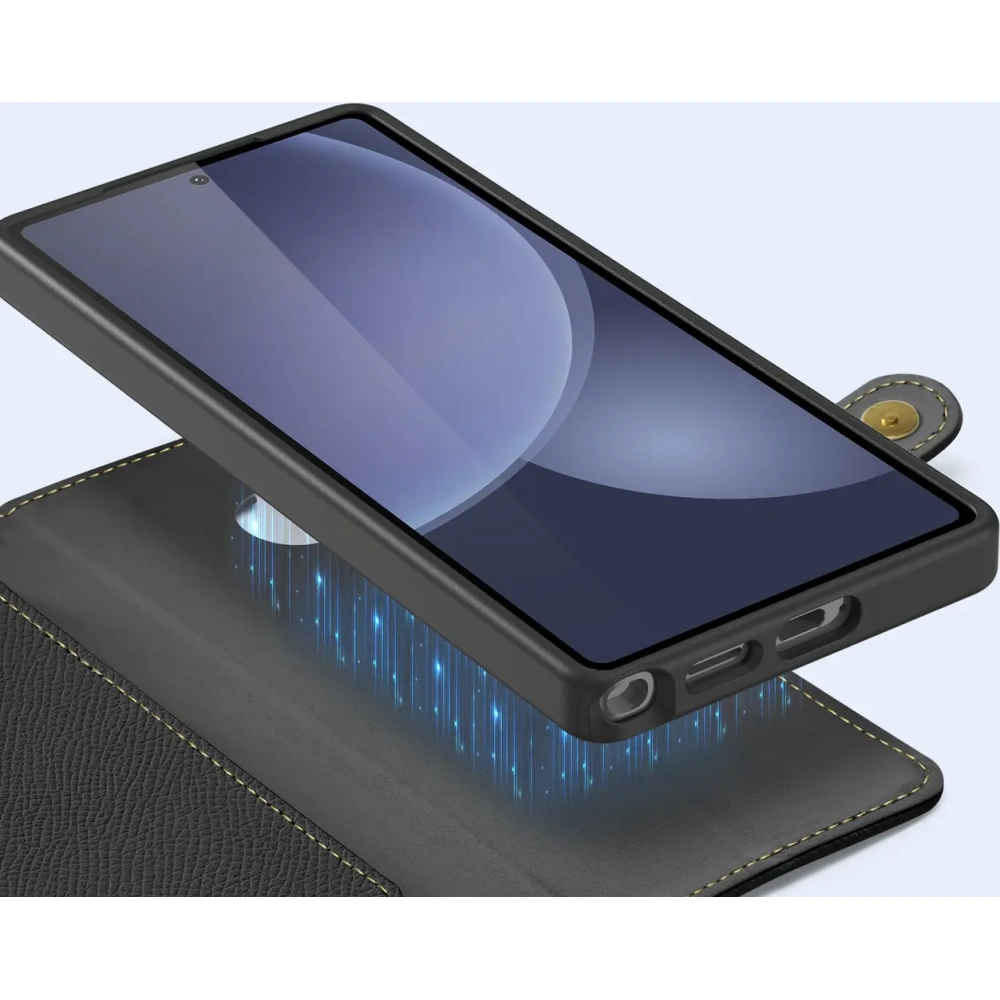 Etui z klapką Dux Ducis Lawa do Samsung Galaxy S25 Ultra z odłączanym portfelem magnetycznym czarne