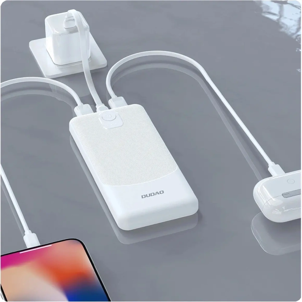 Powerbank Dudao K10Pro 2.4A 20000mAh 2xUSB-A biały