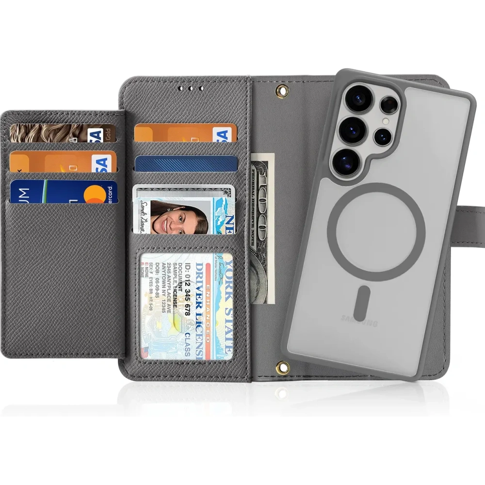 Etui z klapką Dux Ducis Lawa do Samsung Galaxy S25 Ultra z odłączanym portfelem magnetycznym szare