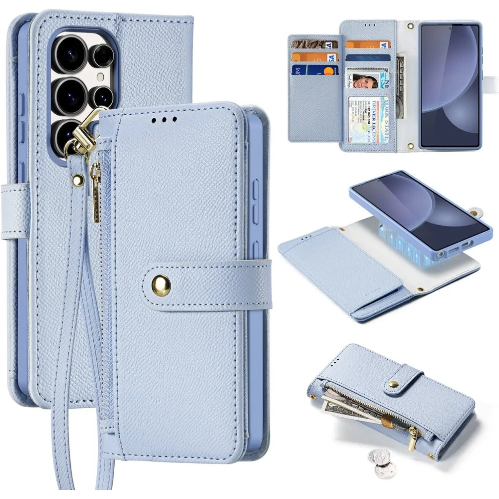 Etui z klapką Dux Ducis Lawa do Samsung Galaxy S25 Ultra z odłączanym portfelem magnetycznym niebieskie