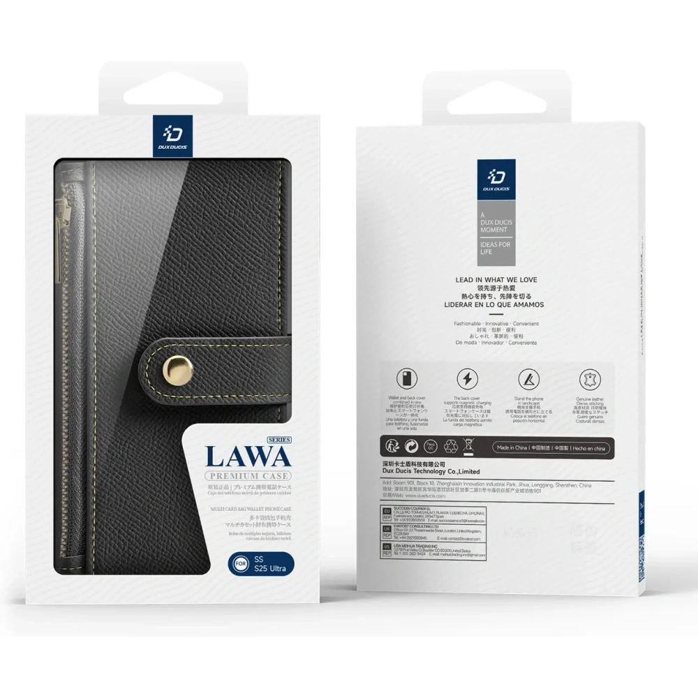 Etui z klapką Dux Ducis Lawa do Samsung Galaxy S25 Ultra z odłączanym portfelem magnetycznym czarne