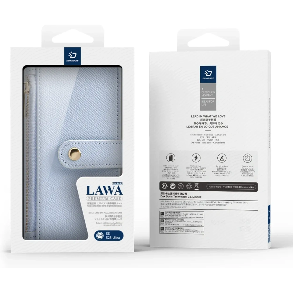 Etui z klapką Dux Ducis Lawa do Samsung Galaxy S25 Ultra z odłączanym portfelem magnetycznym niebieskie