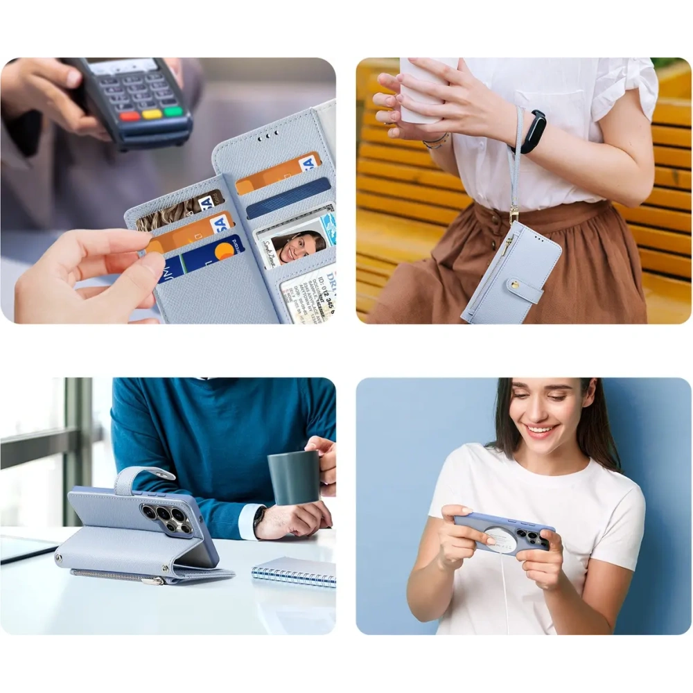 Etui z klapką Dux Ducis Lawa do Samsung Galaxy S25 Ultra z odłączanym portfelem magnetycznym niebieskie