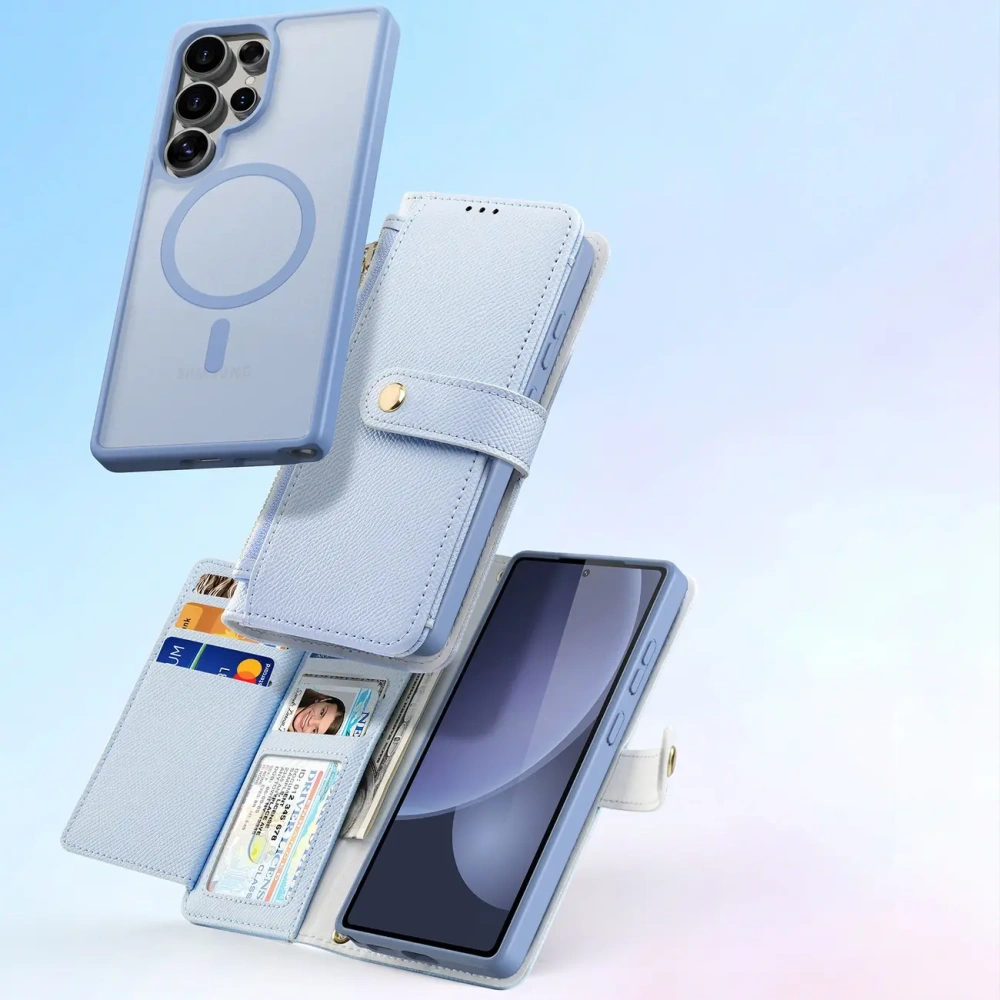 Etui z klapką Dux Ducis Lawa do Samsung Galaxy S25 Ultra z odłączanym portfelem magnetycznym niebieskie