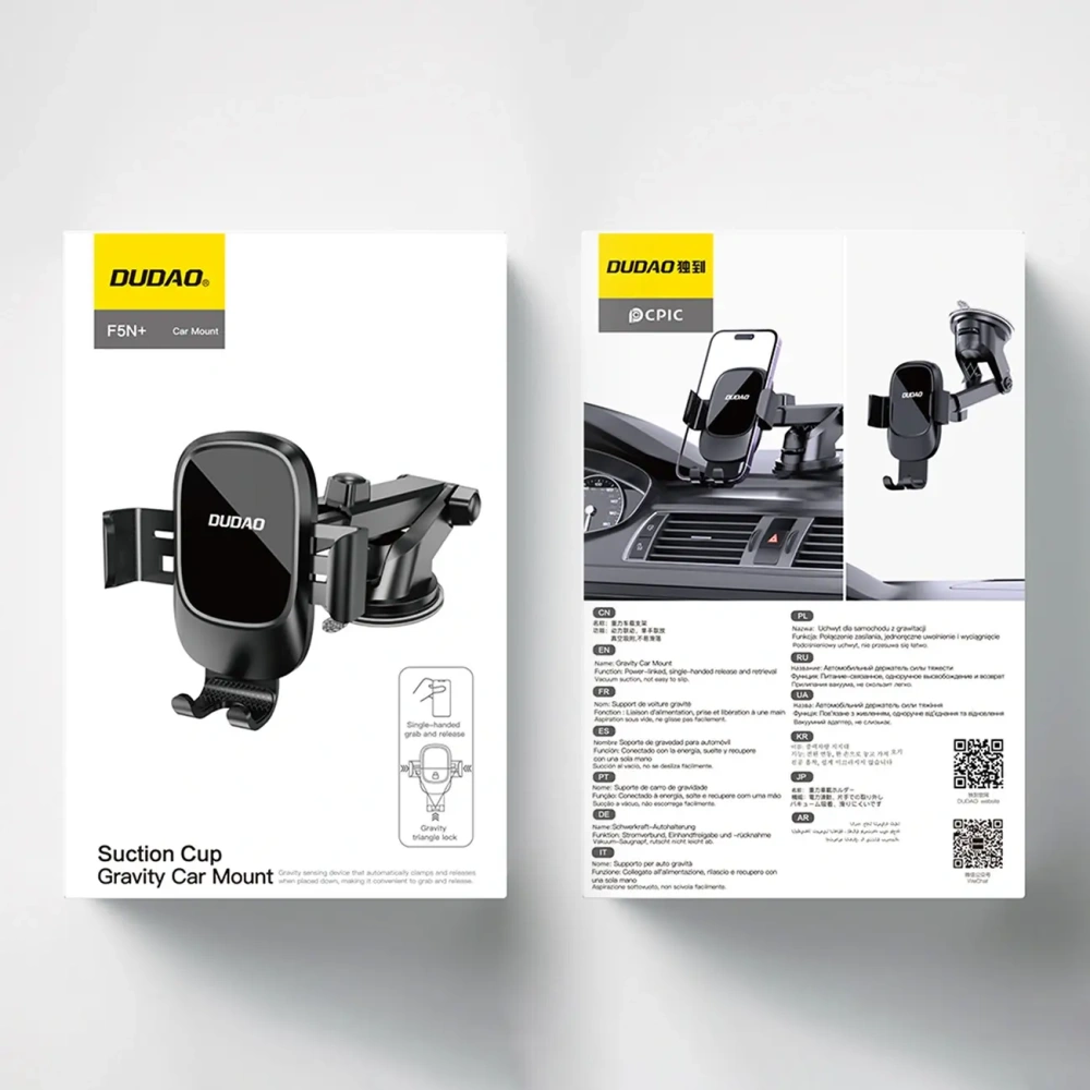 Uchwyt samochodowy na kokpit Dudao F5N+ grawitacyjny czarny