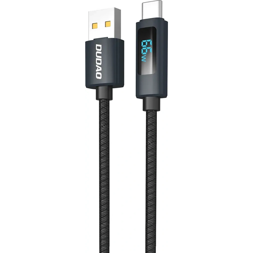 Kabel Dudao L7T USB-A / USB-C 66W z wyświetlaczem LED 1m czarny