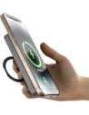 Powerbank bezprzewodowy Dudao K28 10000mAh PD 22.5W MagSafe z metalową obudową i pierścieniem-podstawką srebrny