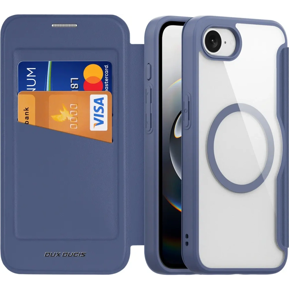 Etui z klapką Dux Ducis Skin X Pro z MagSafe na iPhone 16e niebieskie