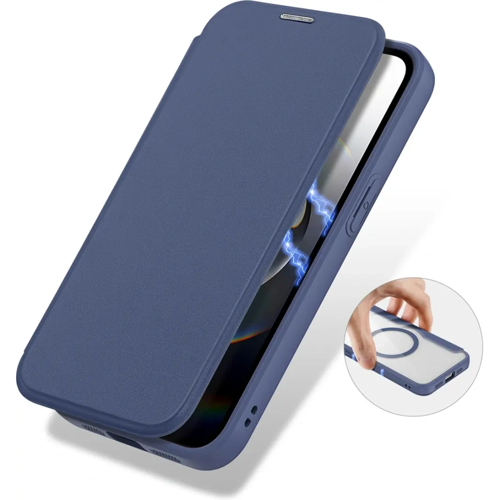 Etui z klapką Dux Ducis Skin X Pro z MagSafe na iPhone 16e niebieskie